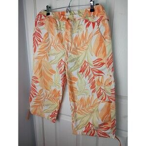 Oobe Woman M Cargo Bermuda Pockect Elastic Waist Pullon Shorts Hawaiian Leaf...